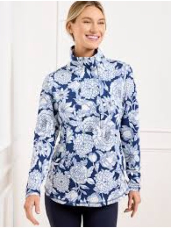 Talbots Tops - T by Talbots Modal French Terry Snap Placket Pullover medium shirt etched floral